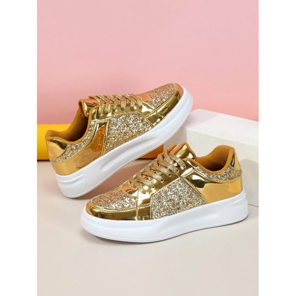Street Plain Non-Slip Lace-Up Flat Heel Skate Shoes Split Joint - Image 13