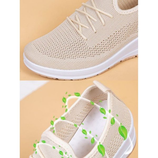 Casual Plain Breathable Lace-Up Block Heel Fly Woven Shoes Hollow Out - Image 13