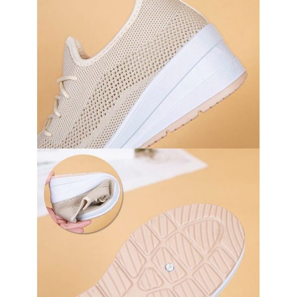 Casual Plain Breathable Lace-Up Block Heel Fly Woven Shoes Hollow Out - Image 14