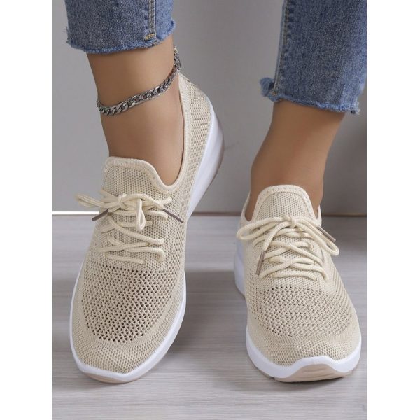 Casual Plain Breathable Lace-Up Block Heel Fly Woven Shoes Hollow Out - Image 7