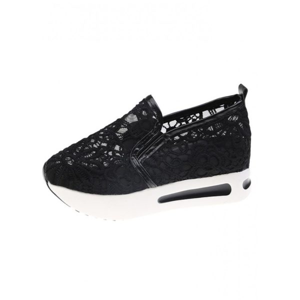 Floral Embroidered Mesh Paneled Slip-On Wedge Sneakers - Image 29
