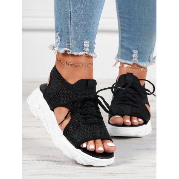 Breathable Hollow Out Lace Up Front Slip On Sports Sandals - Image 31