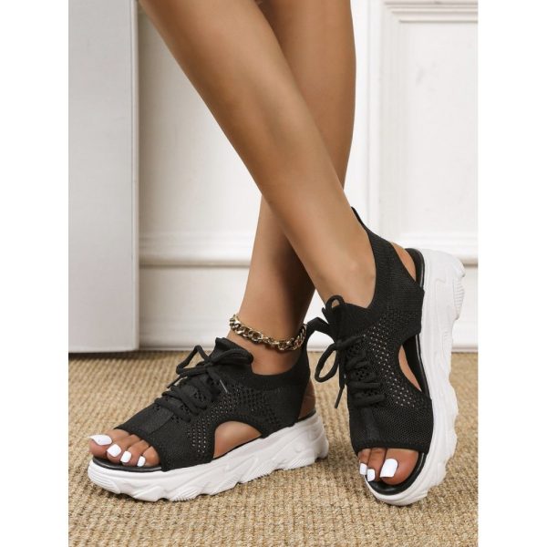Breathable Hollow Out Lace Up Front Slip On Sports Sandals - Image 35