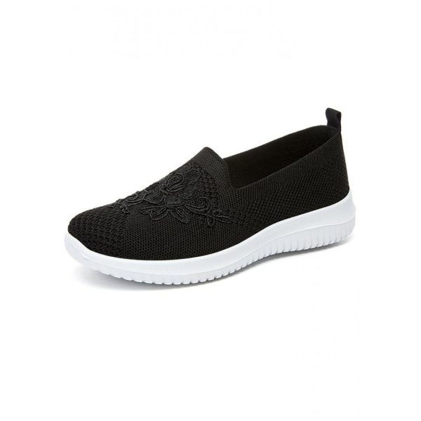 Sports Floral Breathable Slip On Flat Heel Fly Woven Shoes Embroidery - Image 25
