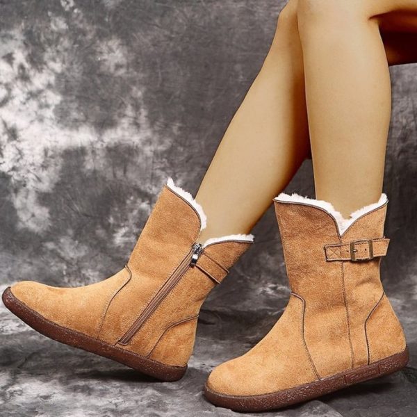 West Style Plain Slip On Flat Heel Snow Boots - Image 2