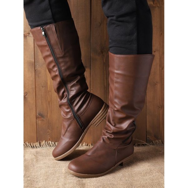 Vintage Soft Sole Comfortable Block Heel Tall Boots Rider Boots - Image 2
