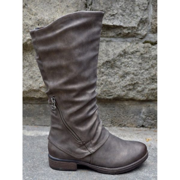 Vintage Soft Sole Comfortable Block Heel Tall Boots Rider Boots - Image 4