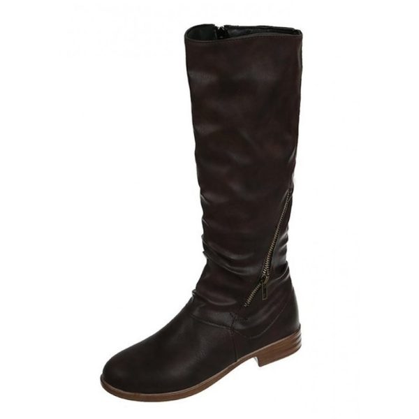 Vintage Soft Sole Comfortable Block Heel Tall Boots Rider Boots - Image 5