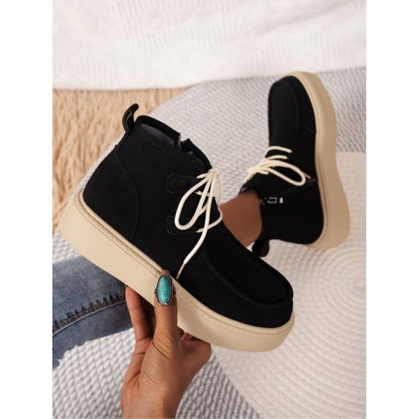Casual Plain Non-Slip Zipper Block Heel Moccasin Boots - Image 16
