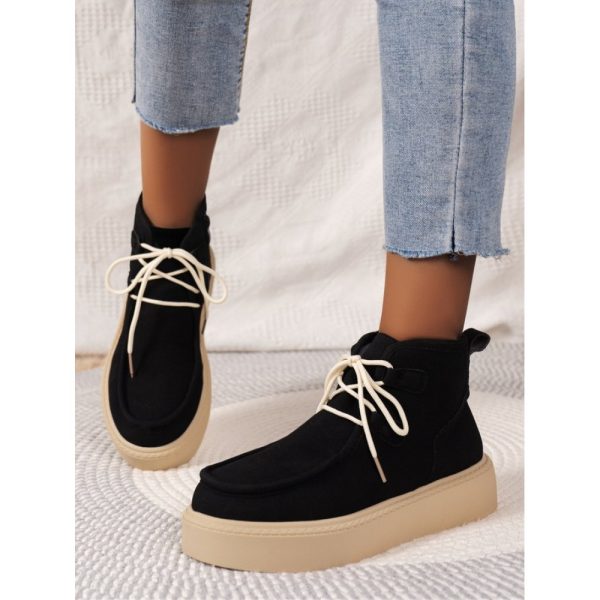 Casual Plain Non-Slip Zipper Block Heel Moccasin Boots - Image 17