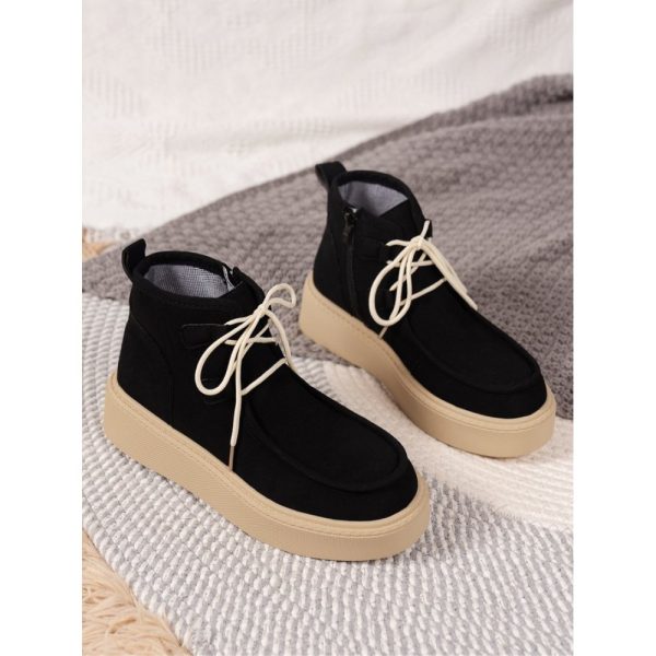 Casual Plain Non-Slip Zipper Block Heel Moccasin Boots - Image 20