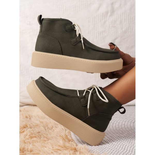 Casual Plain Non-Slip Zipper Block Heel Moccasin Boots - Image 6