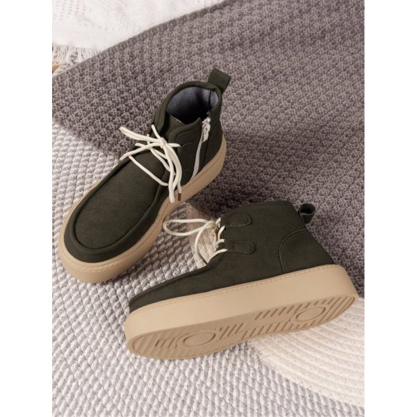 Casual Plain Non-Slip Zipper Block Heel Moccasin Boots - Image 10