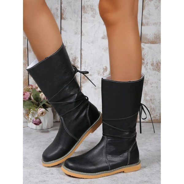 Comfortable Soft Lightweight Lace Up Chunky Heel Snow Boots Footwear - Image 14
