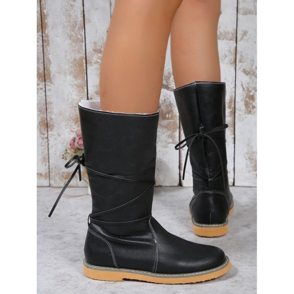 Comfortable Soft Lightweight Lace Up Chunky Heel Snow Boots Footwear - Image 16