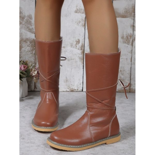 Comfortable Soft Lightweight Lace Up Chunky Heel Snow Boots Footwear - Image 3