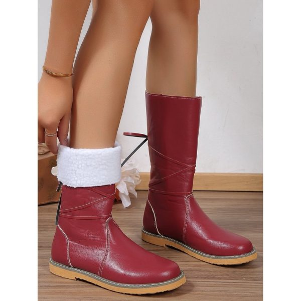 Comfortable Soft Lightweight Lace Up Chunky Heel Snow Boots Footwear - Image 8