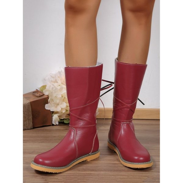 Comfortable Soft Lightweight Lace Up Chunky Heel Snow Boots Footwear - Image 9