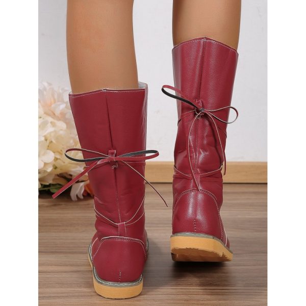 Comfortable Soft Lightweight Lace Up Chunky Heel Snow Boots Footwear - Image 10