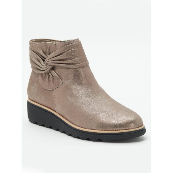 Comfortable Soft Leather Bow Round Toe Low Heel Booties - Image 8