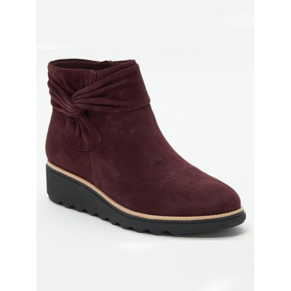 Comfortable Soft Leather Bow Round Toe Low Heel Booties - Image 9