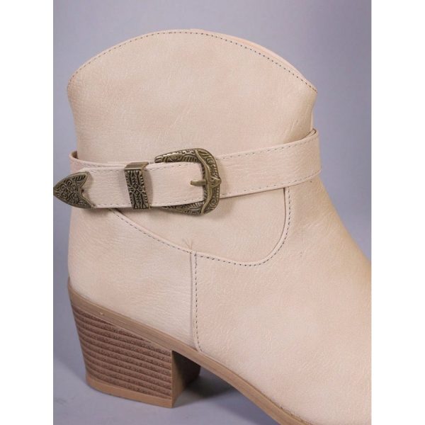Vintage Plain Non-Slip Zipper Block Heel Cowboy Boots Buckle - Image 23